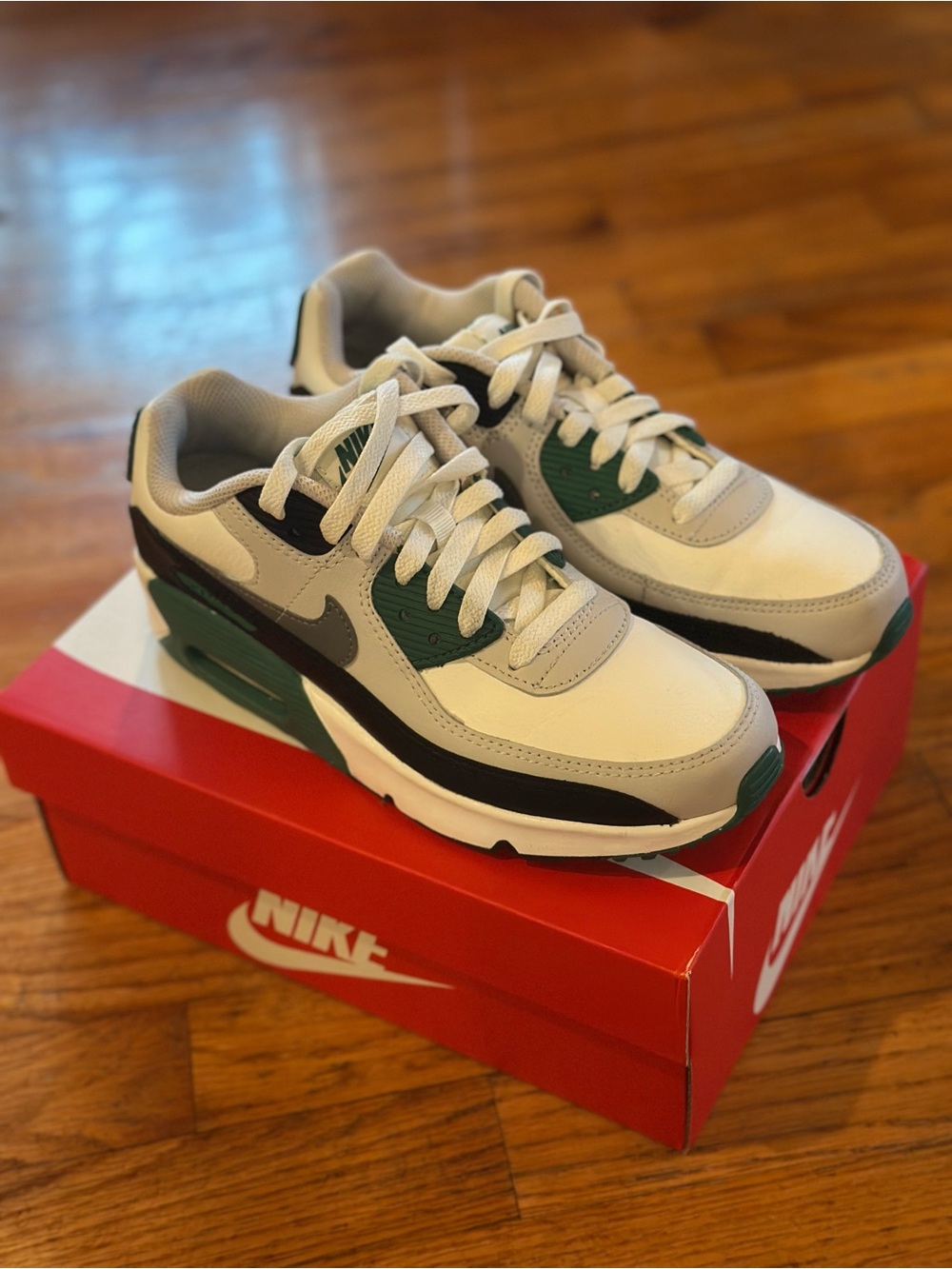 Nike Air Max in White, Gray & Green Accents